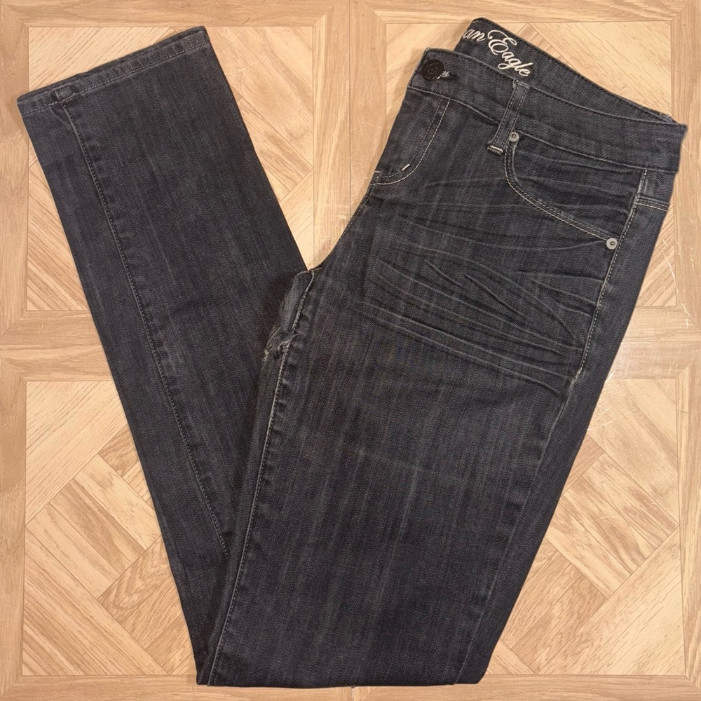 Size 10L (34x34) - American Eagle Classic Fit Straight Leg Dark Wash Denim Jeans